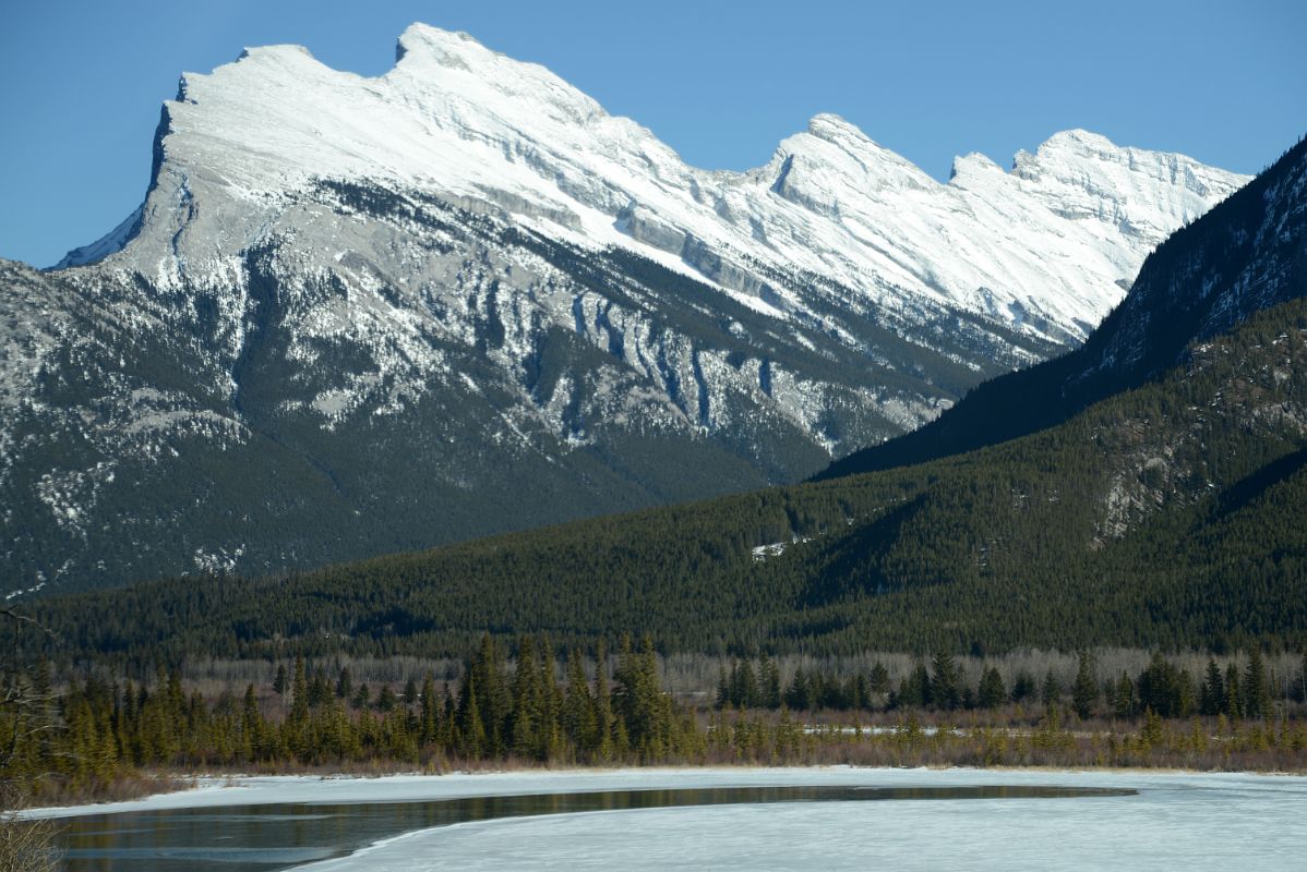 02B Mount Rundle From Trans Canada Highway After Leaving Banff Towards Lake Louise In Winter